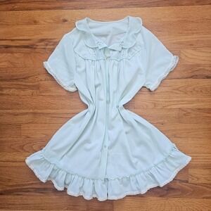 Upcycled Vintage Light Blue Ruffled Button Babydoll Nightgown 60s 70s Coquette